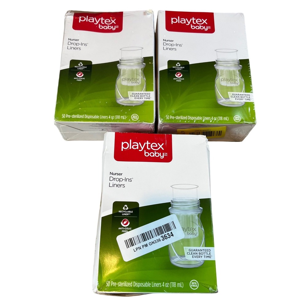 Playtex Baby Nurser‎ Drop-Ins Liners 4oz 150 Count Total 3 Boxes of 50 BPA Free